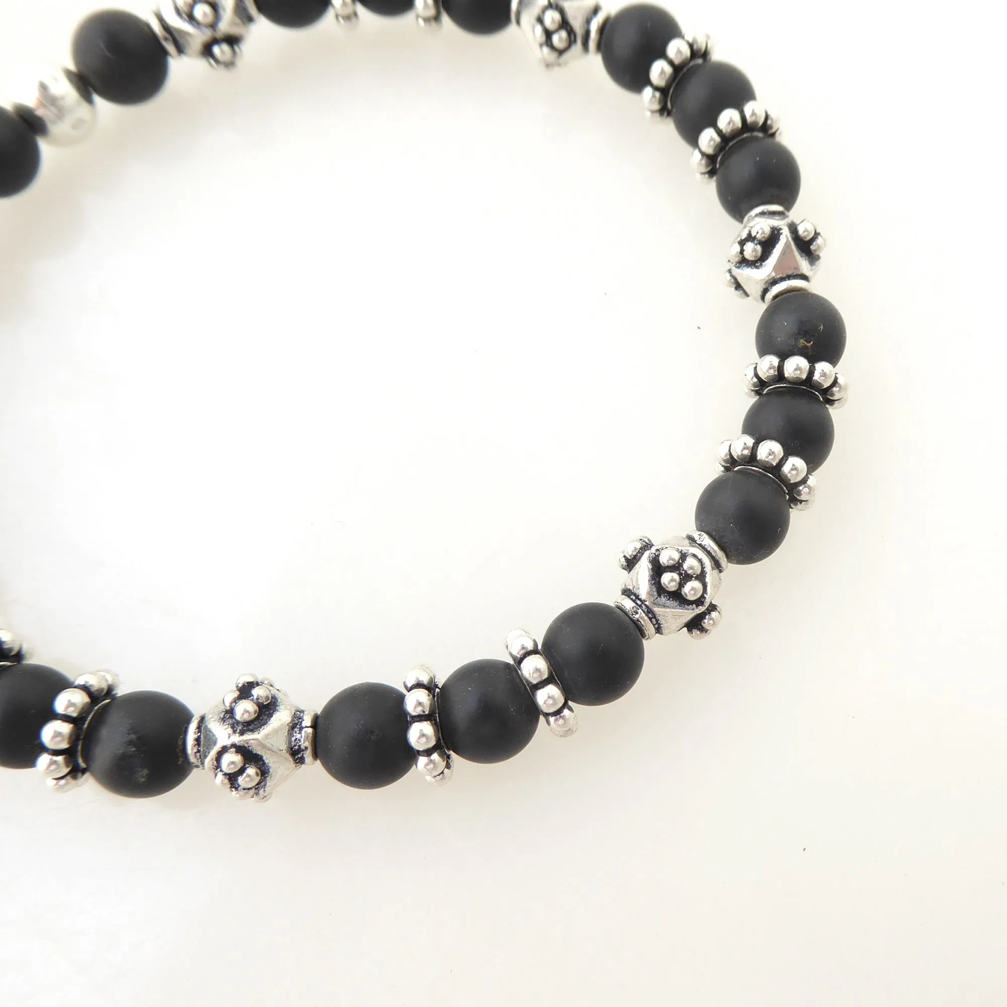 Matte black onyx bracelet set