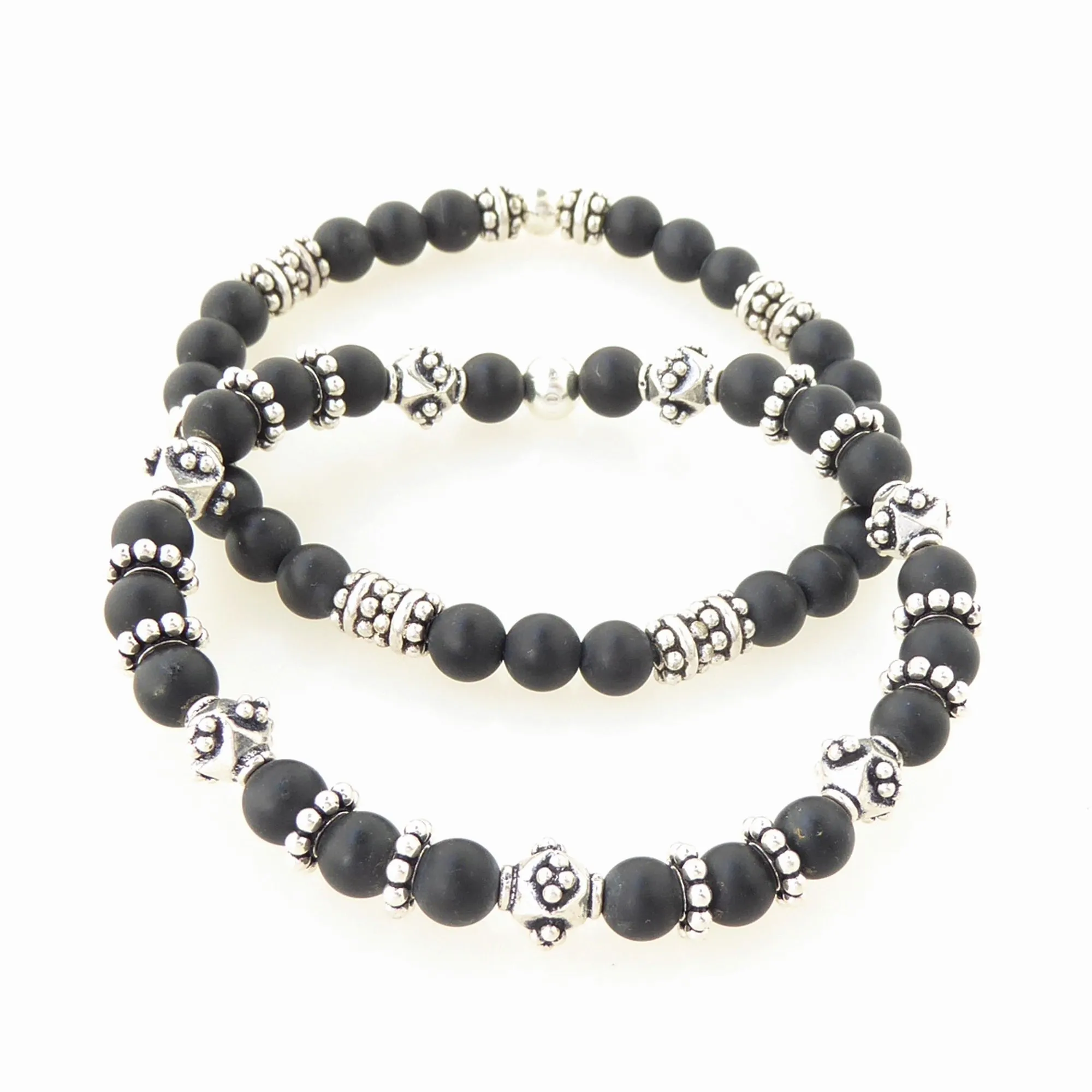 Matte black onyx bracelet set