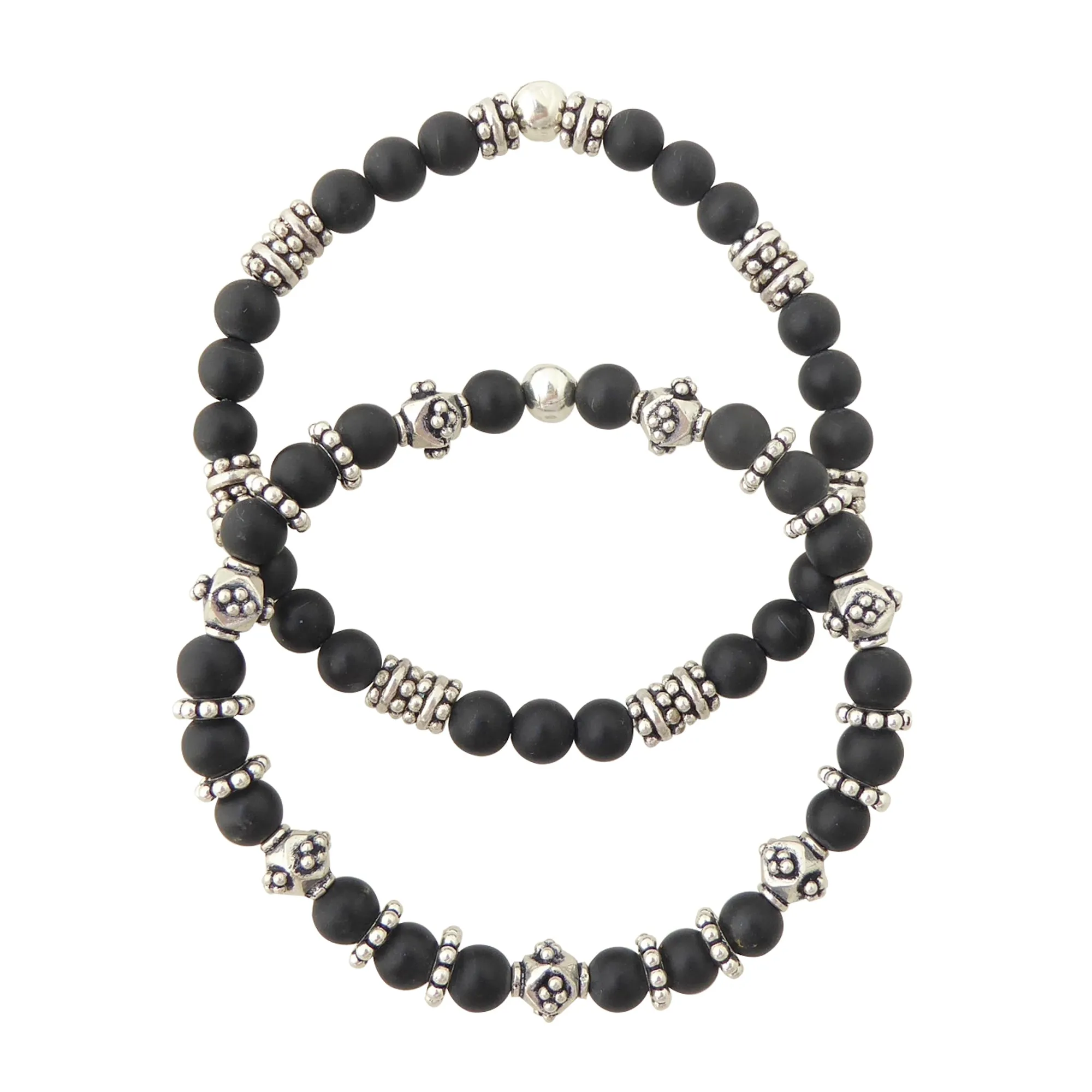 Matte black onyx bracelet set