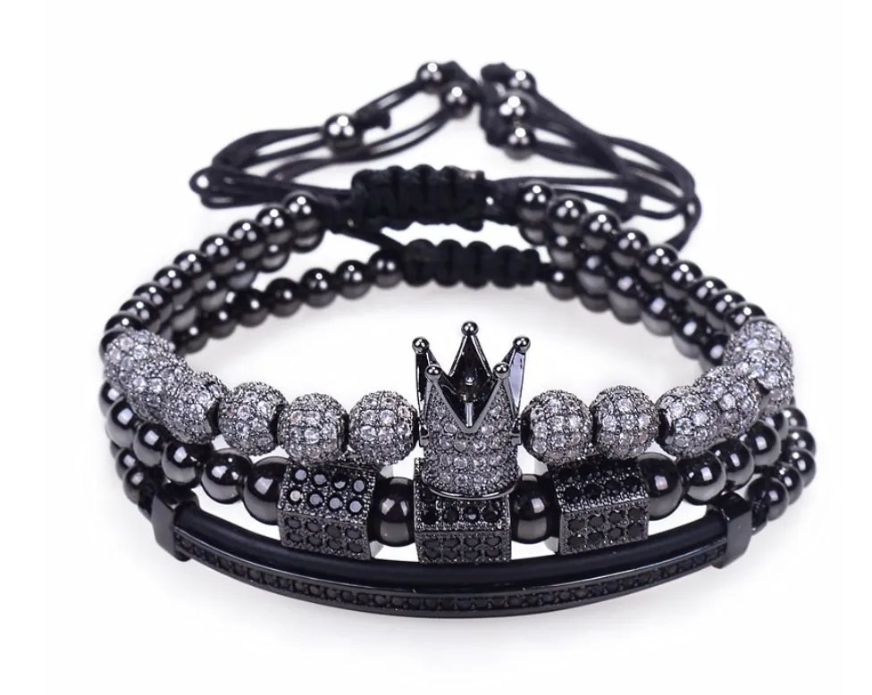 Mens 3 Piece CZ Jewelry Set - 4 Color Options