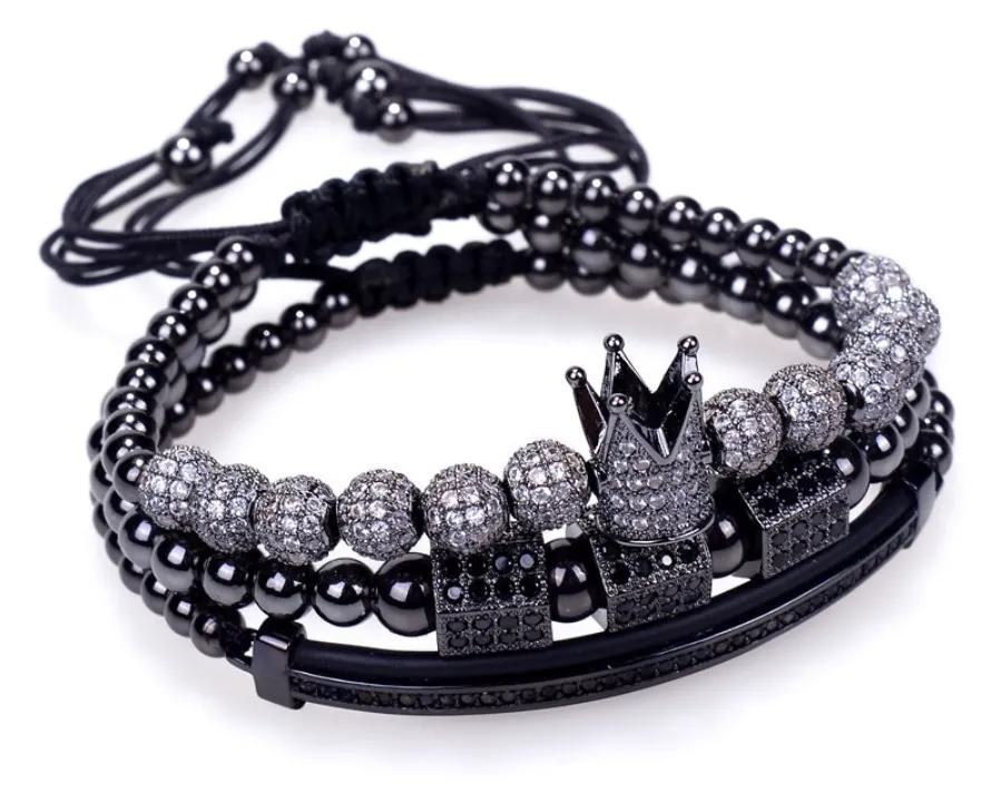 Mens 3 Piece CZ Jewelry Set - 4 Color Options