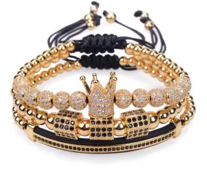 Mens 3 Piece CZ Jewelry Set - 4 Color Options
