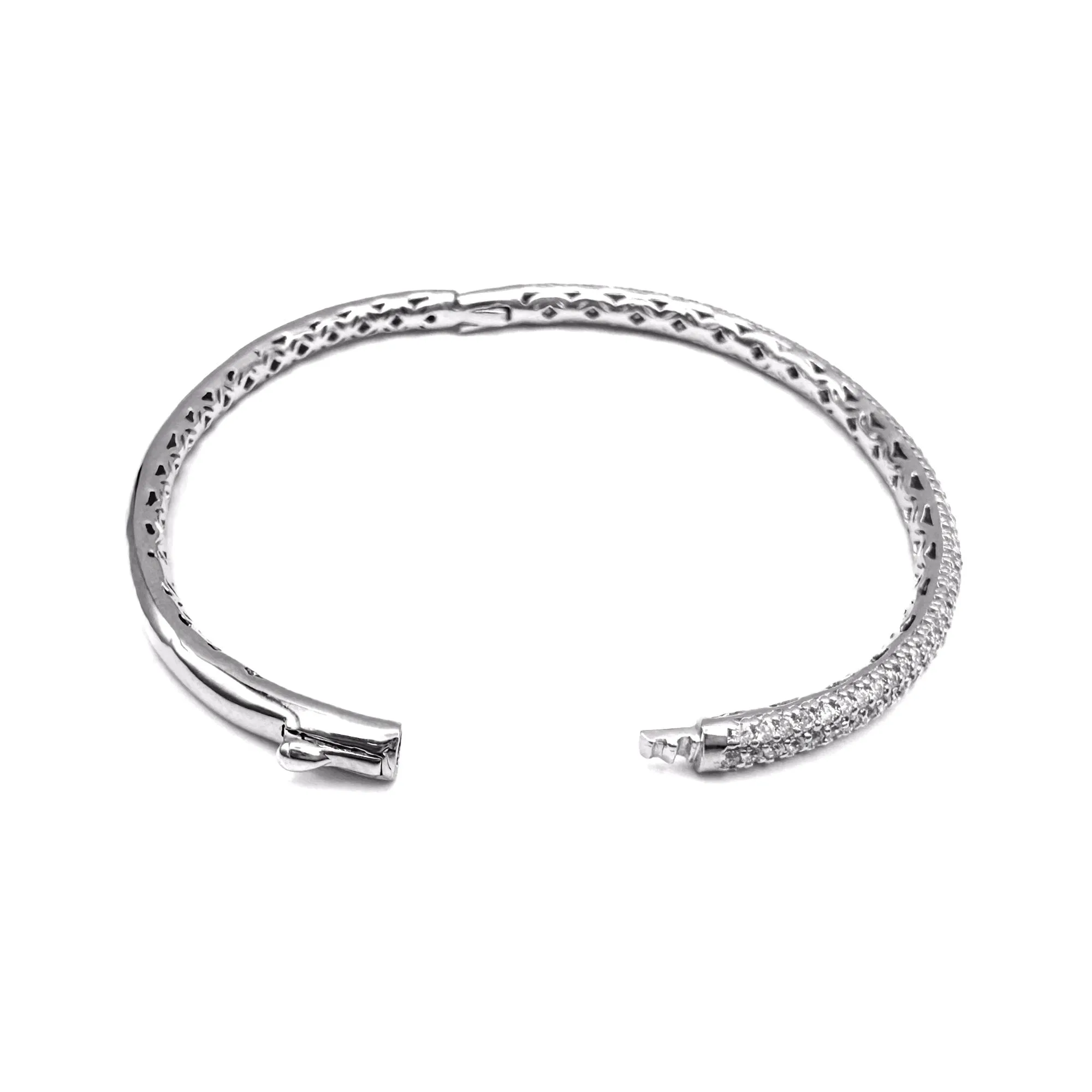 Micro Pave CZ Bangle Bracelet, 3 Row