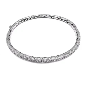 Micro Pave CZ Bangle Bracelet, 3 Row