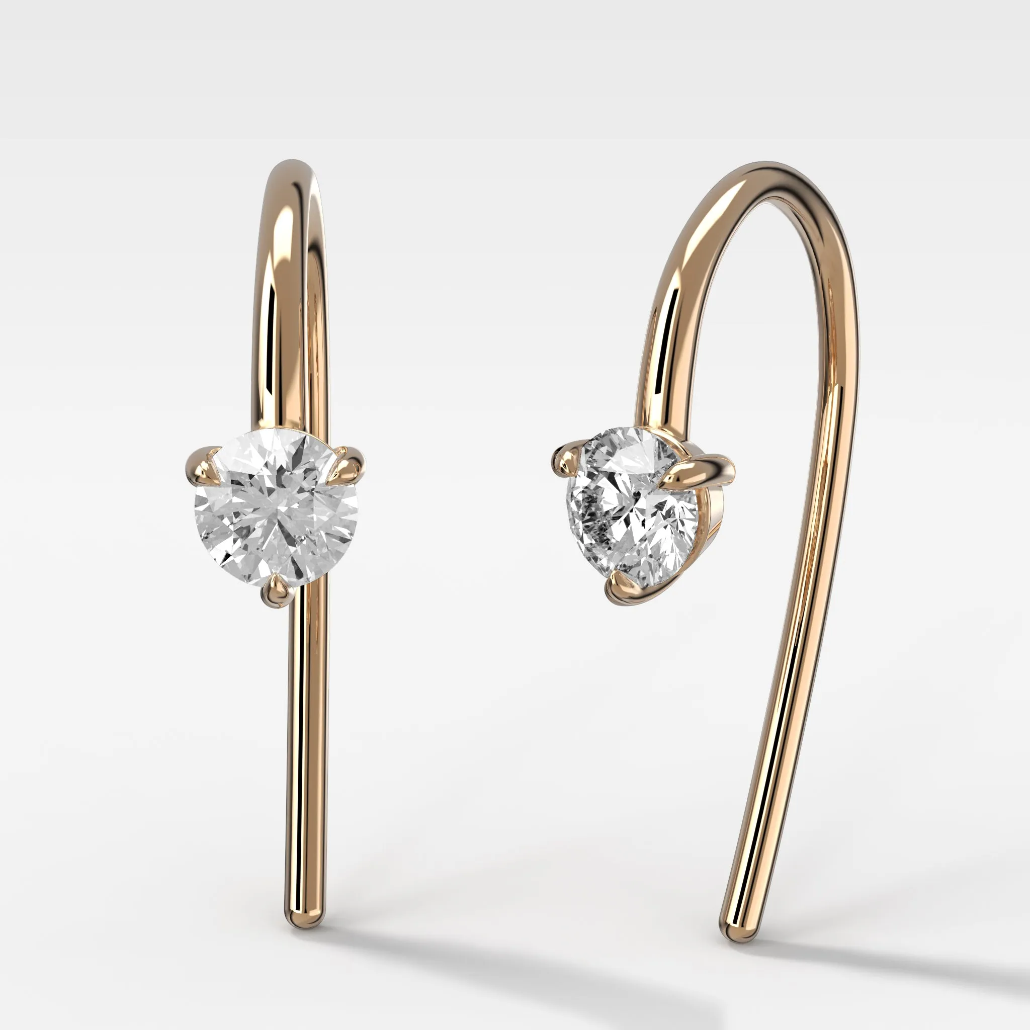Midi Threader Earrings with Round Cut Diamonds
