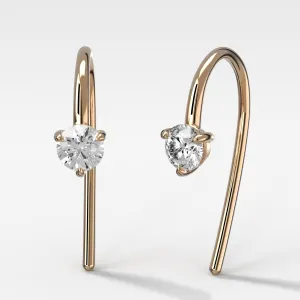 Midi Threader Earrings with Round Cut Diamonds