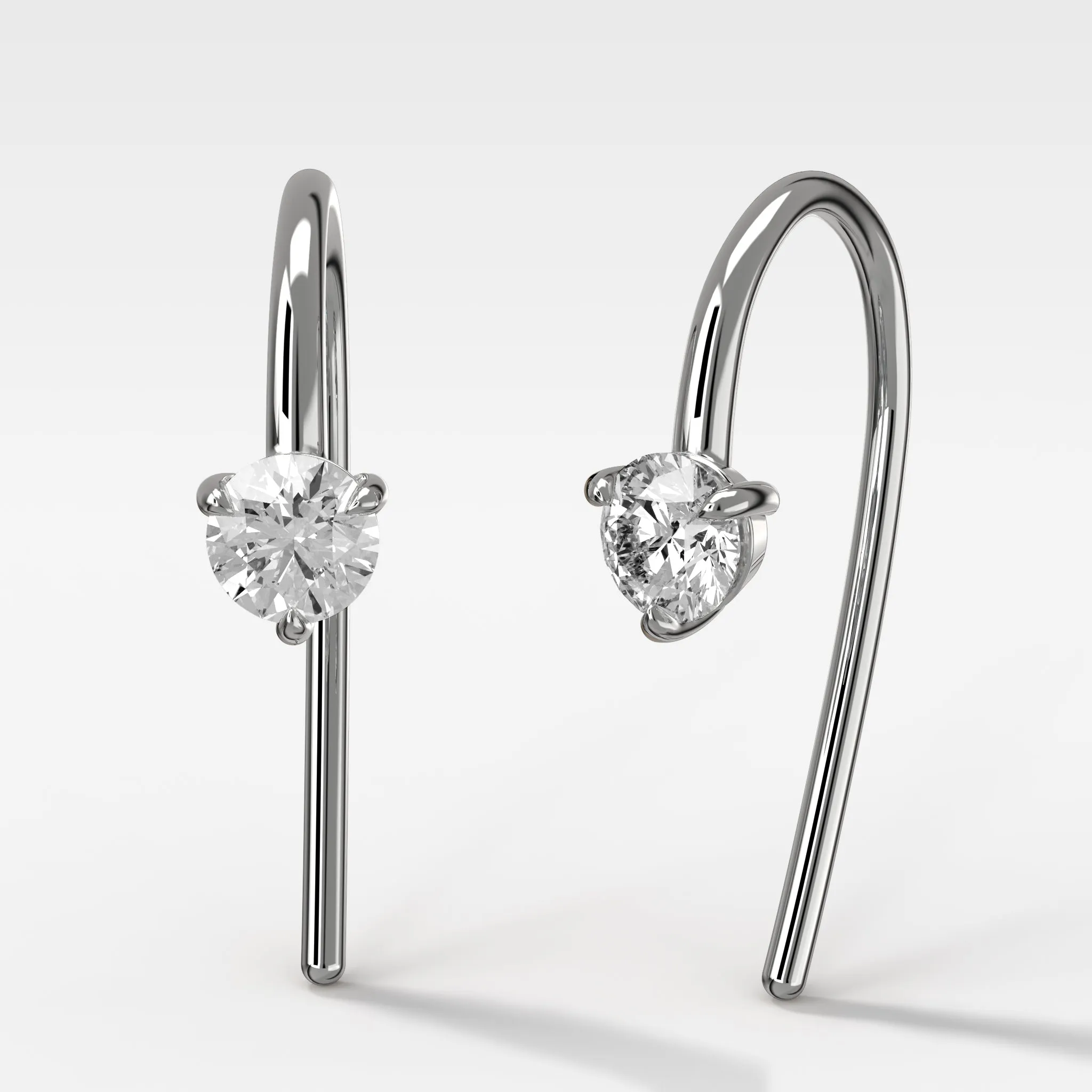 Midi Threader Earrings with Round Cut Diamonds