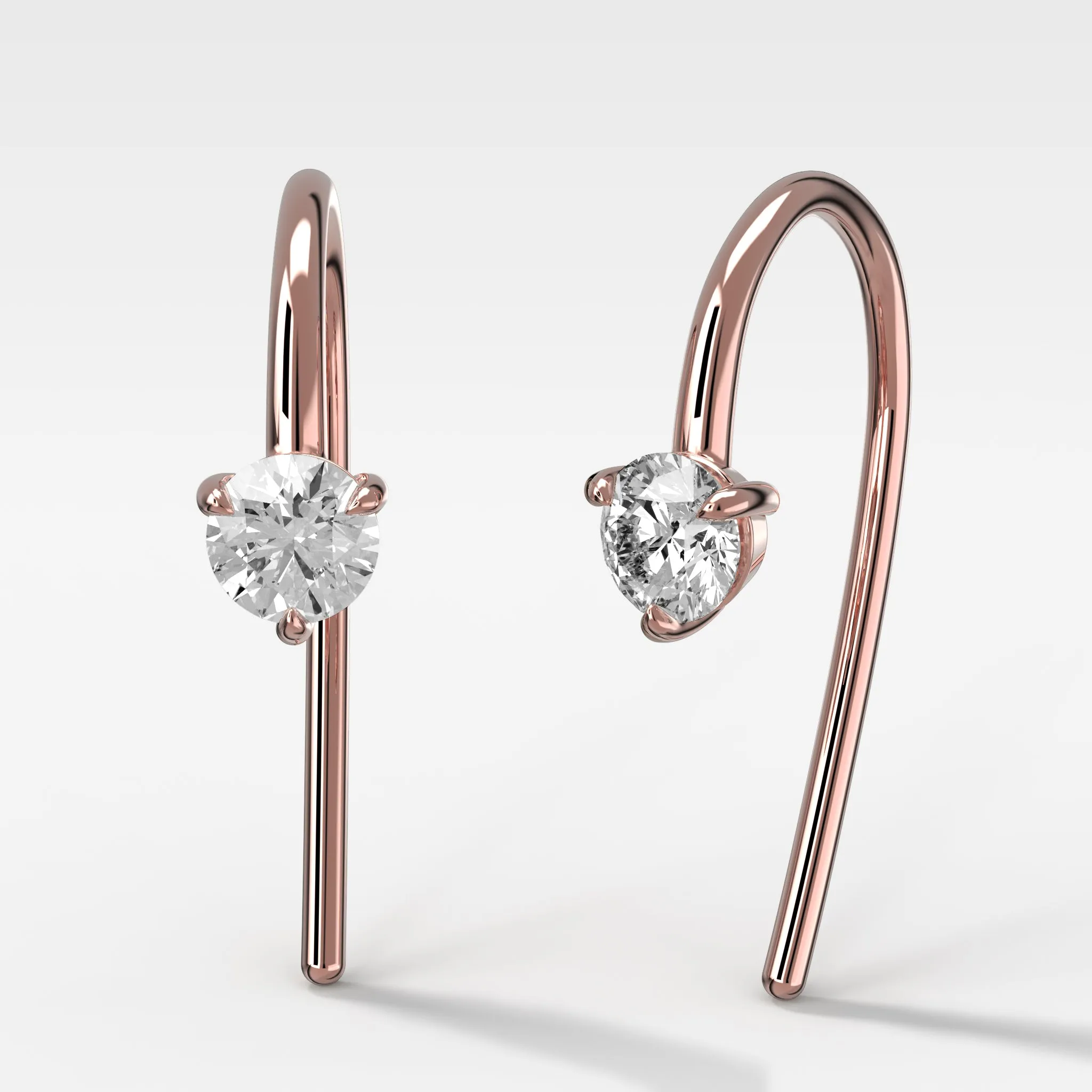 Midi Threader Earrings with Round Cut Diamonds