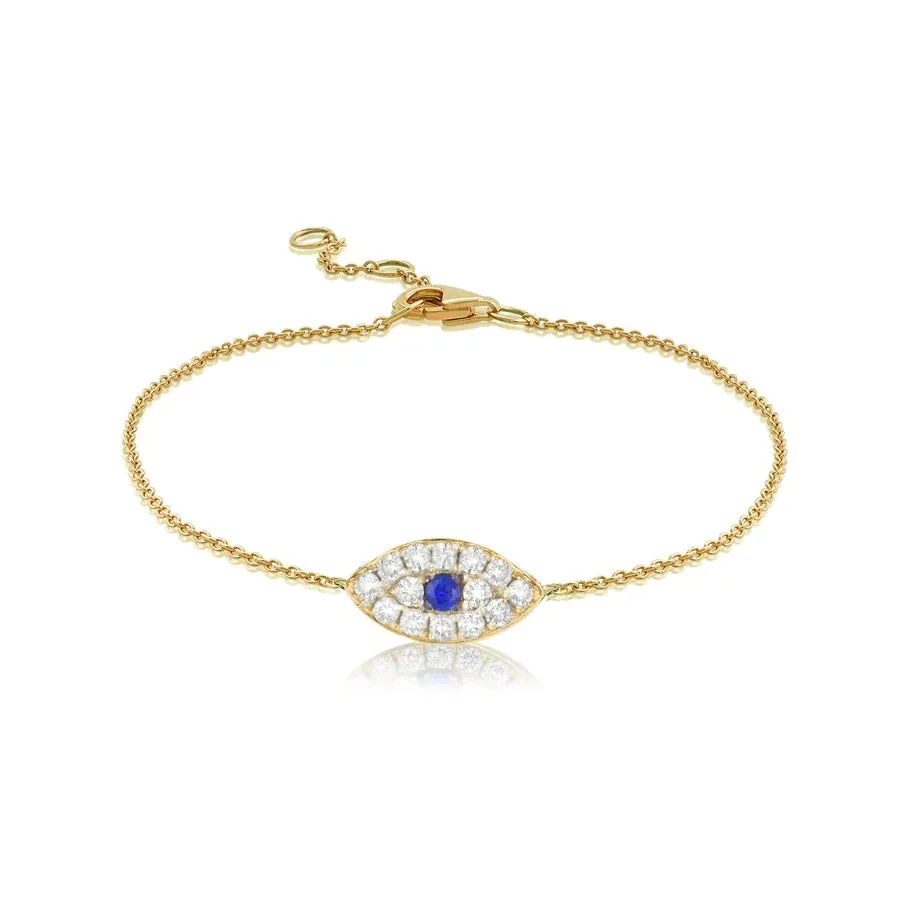 Miss Mimi Sterling Silver /18K (Yellow or Rose) Gold Vermeil Evil Eye CZ Bracelet