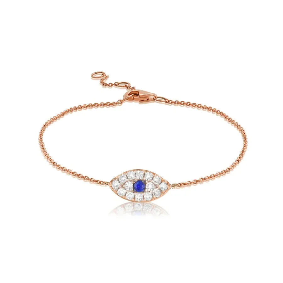 Miss Mimi Sterling Silver /18K (Yellow or Rose) Gold Vermeil Evil Eye CZ Bracelet