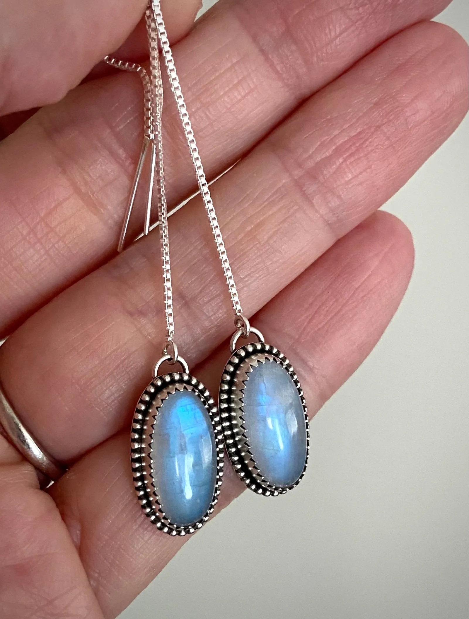 Moonstone Threader Earrings