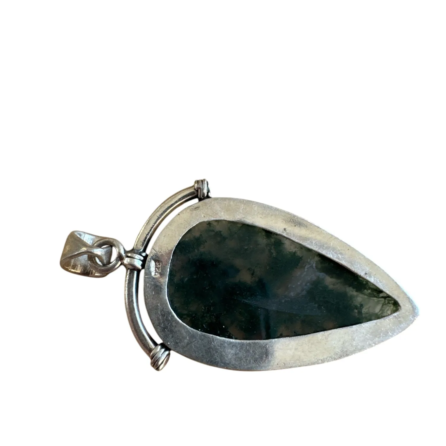 Moss Agate Solid 925 Sterling Silver Pendant