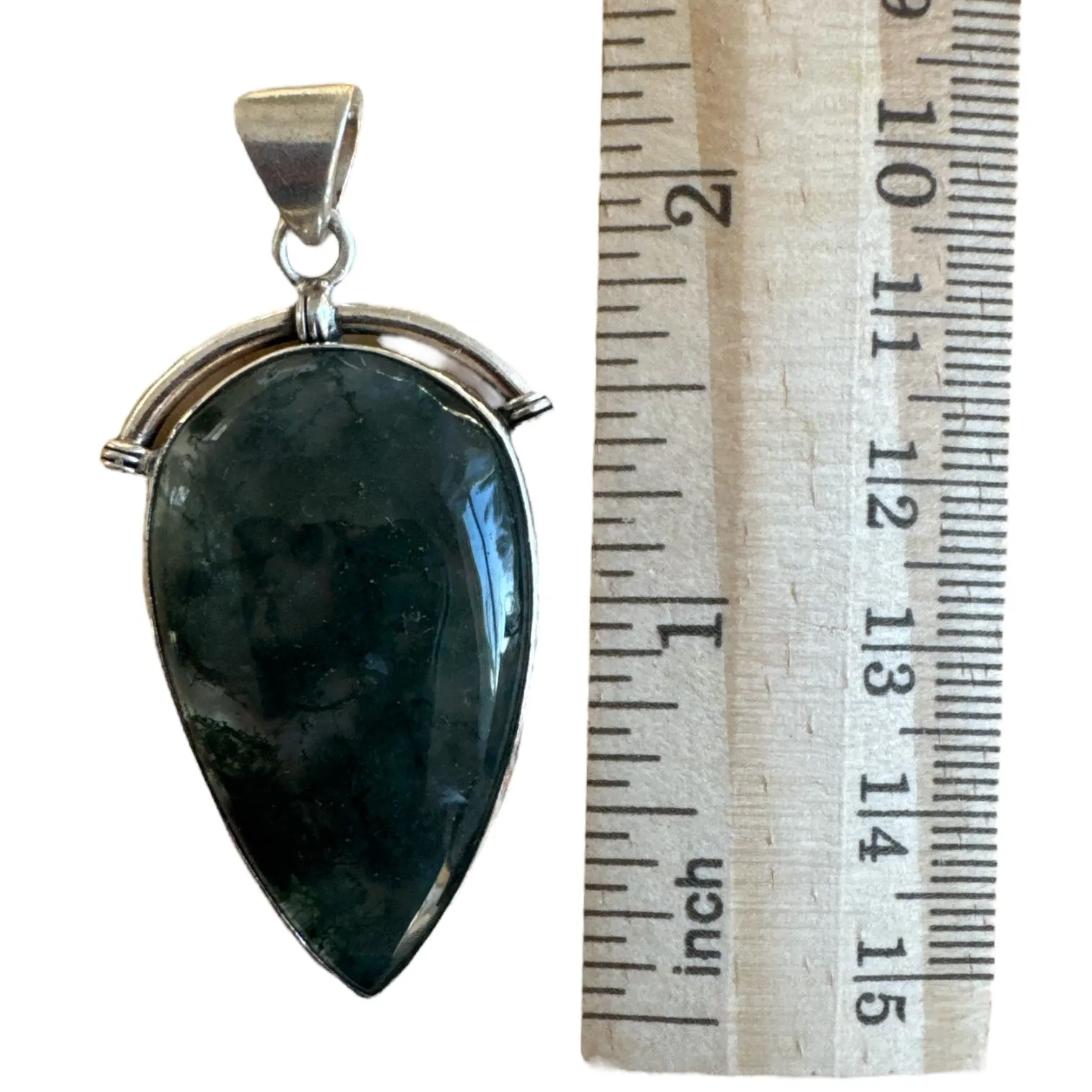 Moss Agate Solid 925 Sterling Silver Pendant