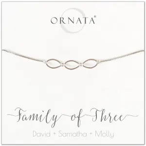 Mother's Day Jewelry - Family of Three Sterling Silver Bracelet - Personalized
