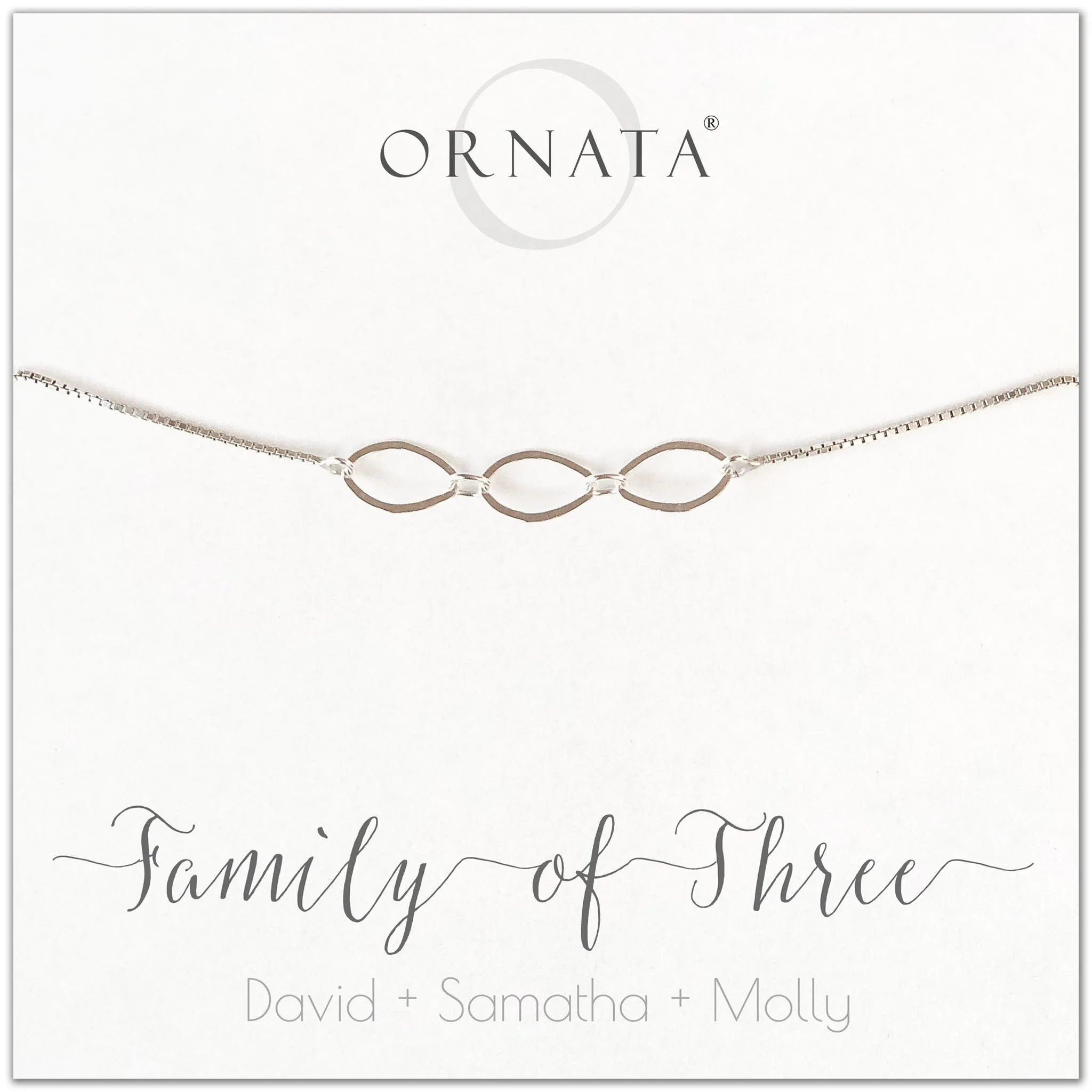 Mother's Day Jewelry - Family of Three Sterling Silver Bracelet - Personalized