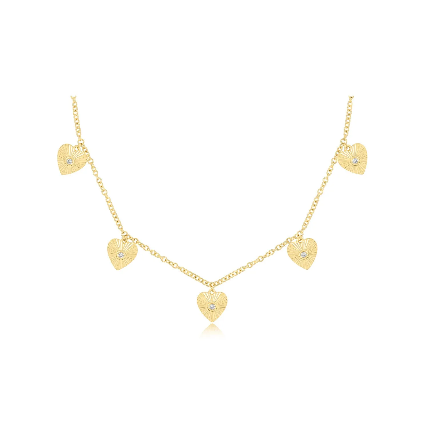 Multi Gold & Diamond Fluted Heart Necklace