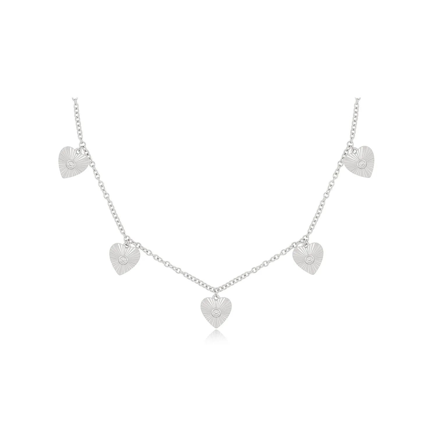 Multi Gold & Diamond Fluted Heart Necklace