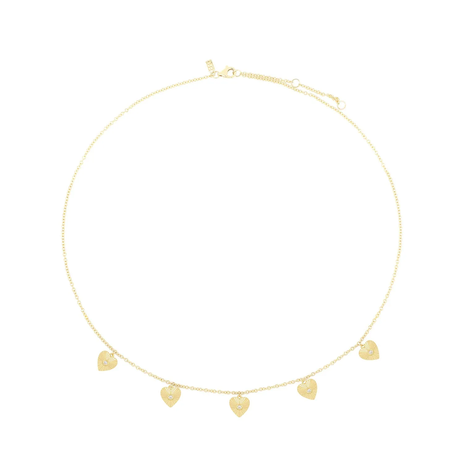 Multi Gold & Diamond Fluted Heart Necklace