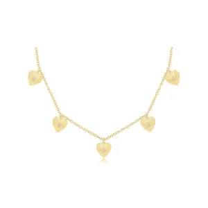 Multi Gold & Diamond Fluted Heart Necklace