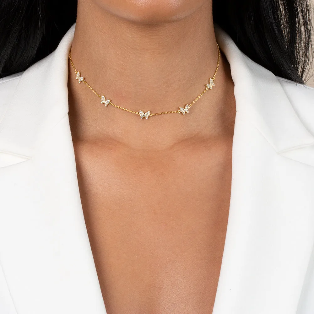 Multi Pavé Butterfly Choker
