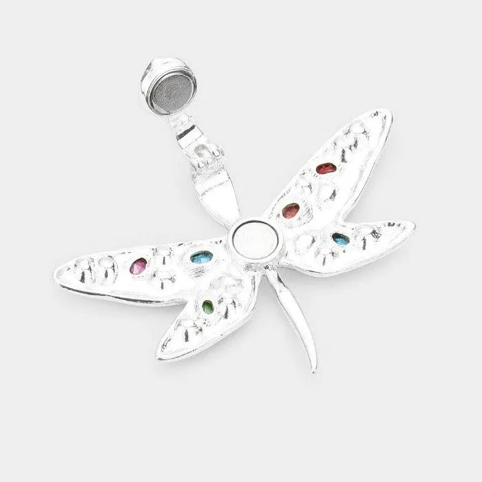 Multi Stone Dragonfly Magnetic Pendant Set