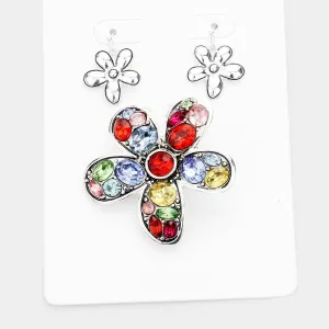 Multi Stone Flower Magnetic Pendant Set