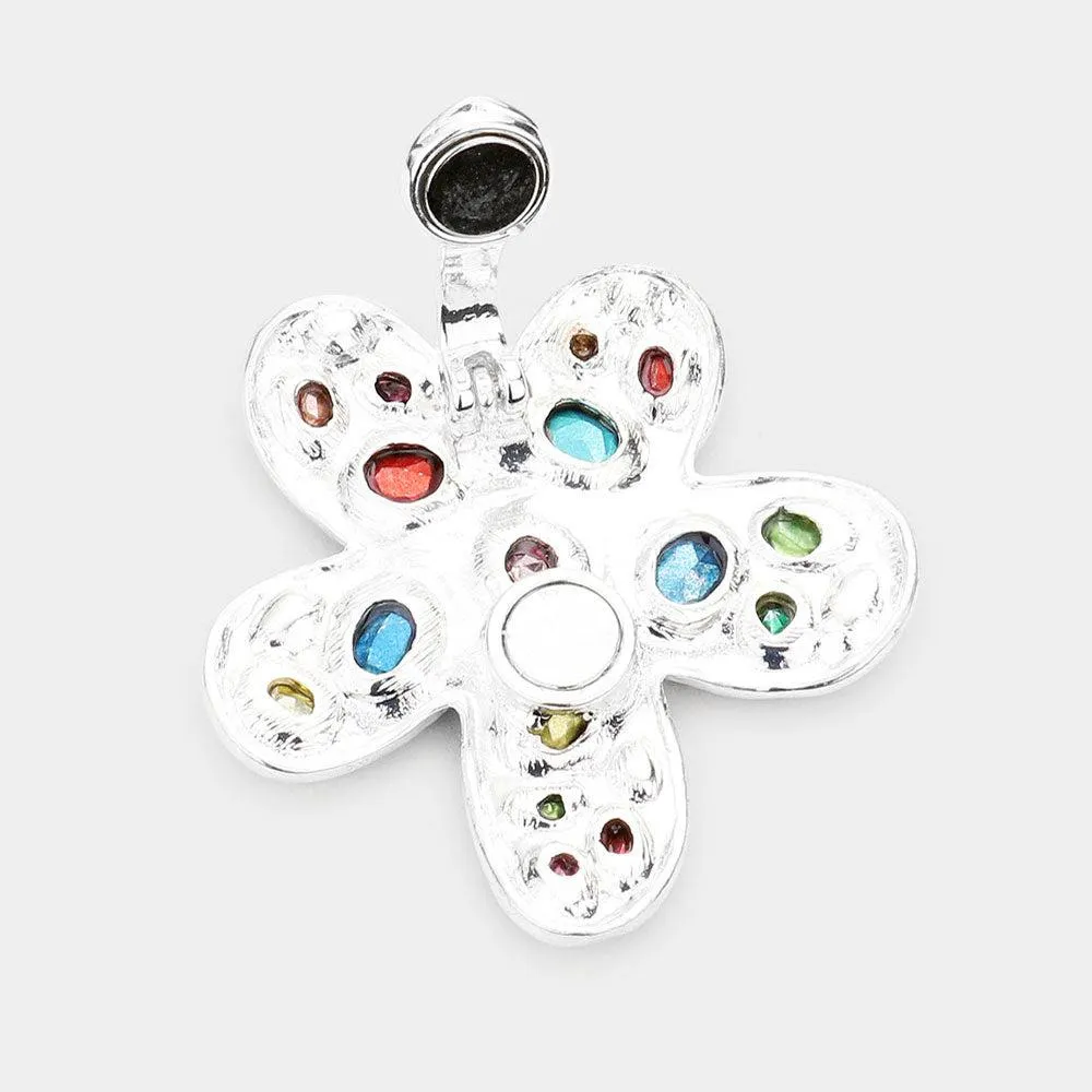 Multi Stone Flower Magnetic Pendant Set