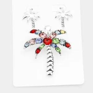 Multi Stone Palm Tree Magnetic Pendant Set