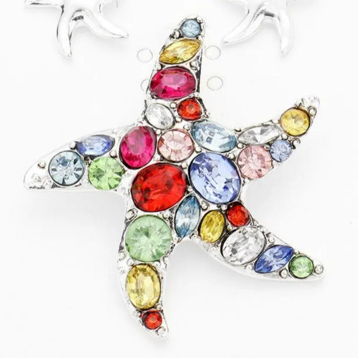 Multi Stone Starfish Magnetic Pendant Set