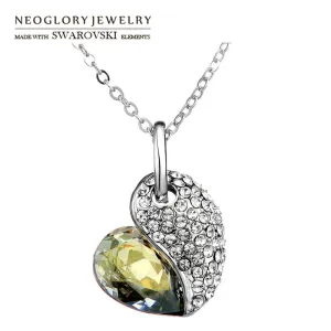 Neoglory Austria Crystal & Rhinestone Charm Long Pendant Love Heart Style Necklace Romantic Women Gift Classic Trendy Brand