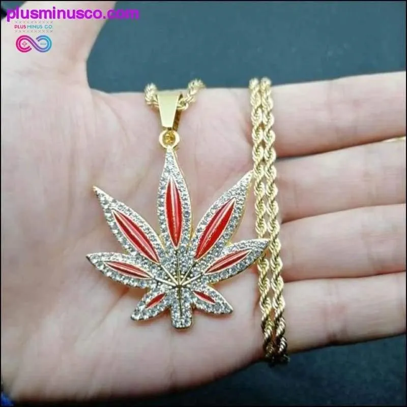 New Hip Hop Enamel Leaf Pendant Necklace Jewelry 24inch