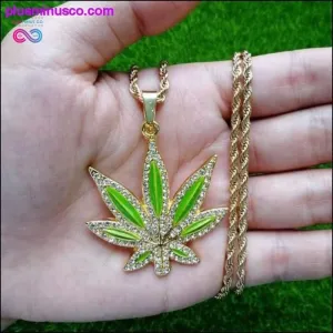 New Hip Hop Enamel Leaf Pendant Necklace Jewelry 24inch