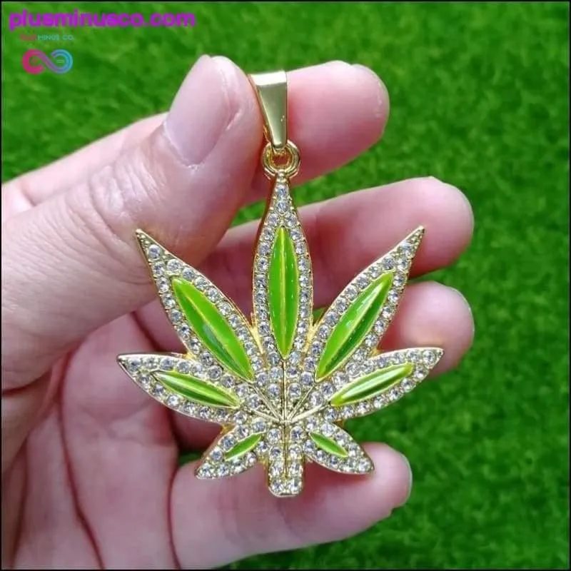 New Hip Hop Enamel Leaf Pendant Necklace Jewelry 24inch