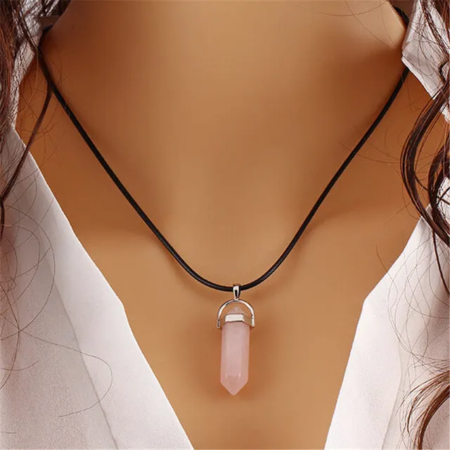 New Style Double Layer Black Velvet Chokers Fashion Punk Geometric Opal Pendants Necklaces For Women Boho Party Jewelry Gift
