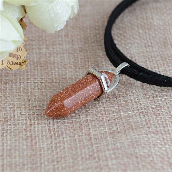 New Style Double Layer Black Velvet Chokers Fashion Punk Geometric Opal Pendants Necklaces For Women Boho Party Jewelry Gift