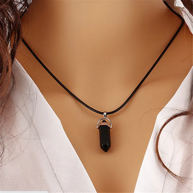 New Style Double Layer Black Velvet Chokers Fashion Punk Geometric Opal Pendants Necklaces For Women Boho Party Jewelry Gift