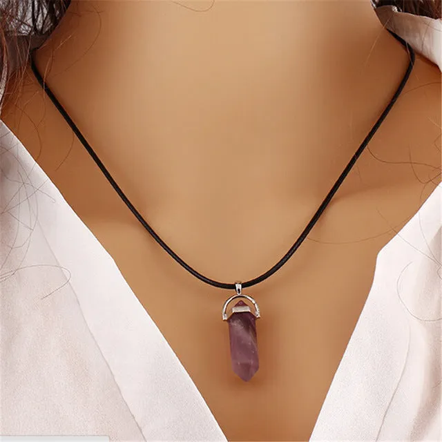 New Style Double Layer Black Velvet Chokers Fashion Punk Geometric Opal Pendants Necklaces For Women Boho Party Jewelry Gift