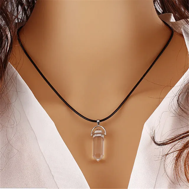 New Style Double Layer Black Velvet Chokers Fashion Punk Geometric Opal Pendants Necklaces For Women Boho Party Jewelry Gift