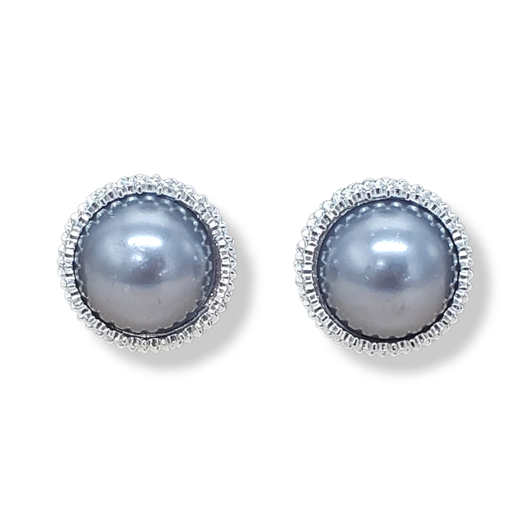 Nicole Clip-On Pearl Crown Earrings (Silver)