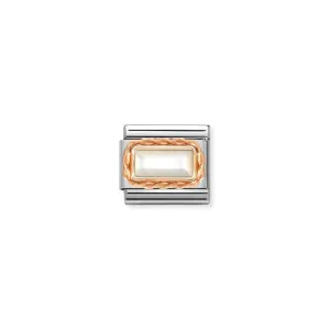 Nomination Composable Link Rope, White Mother Of Pearl Stone, 9K Rose Gold