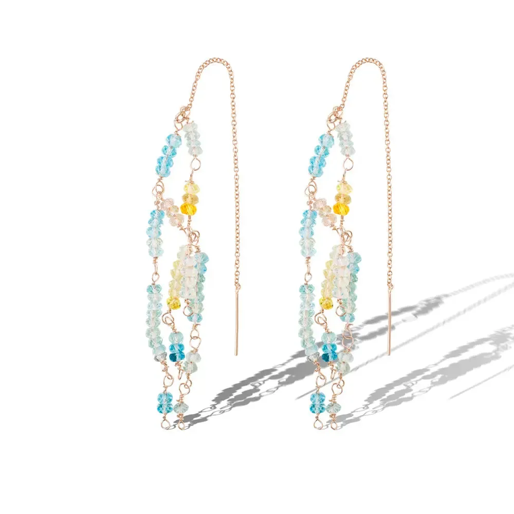 Ombré Aquamarine Threader Earrings