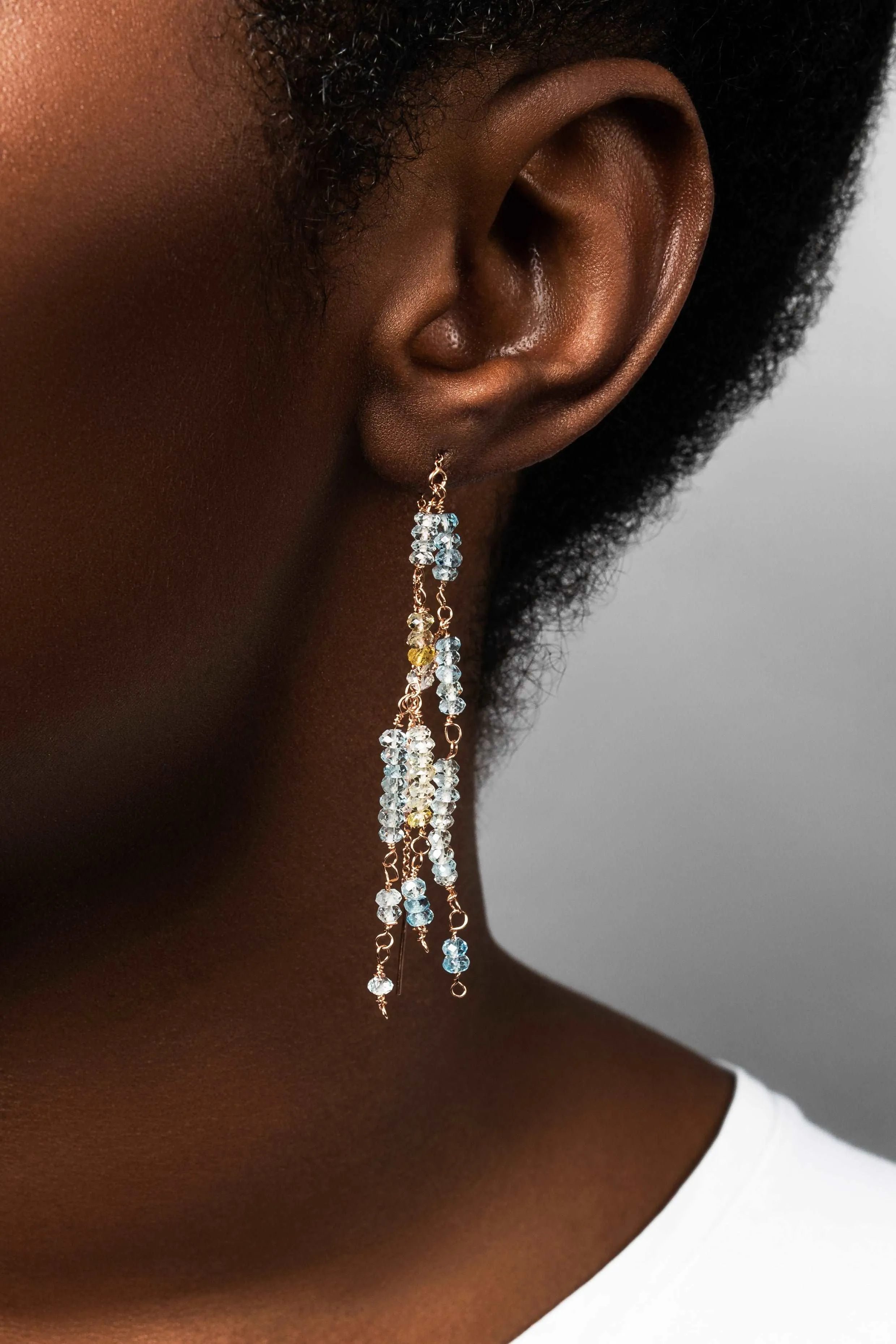 Ombré Aquamarine Threader Earrings