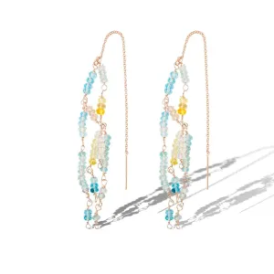 Ombré Aquamarine Threader Earrings