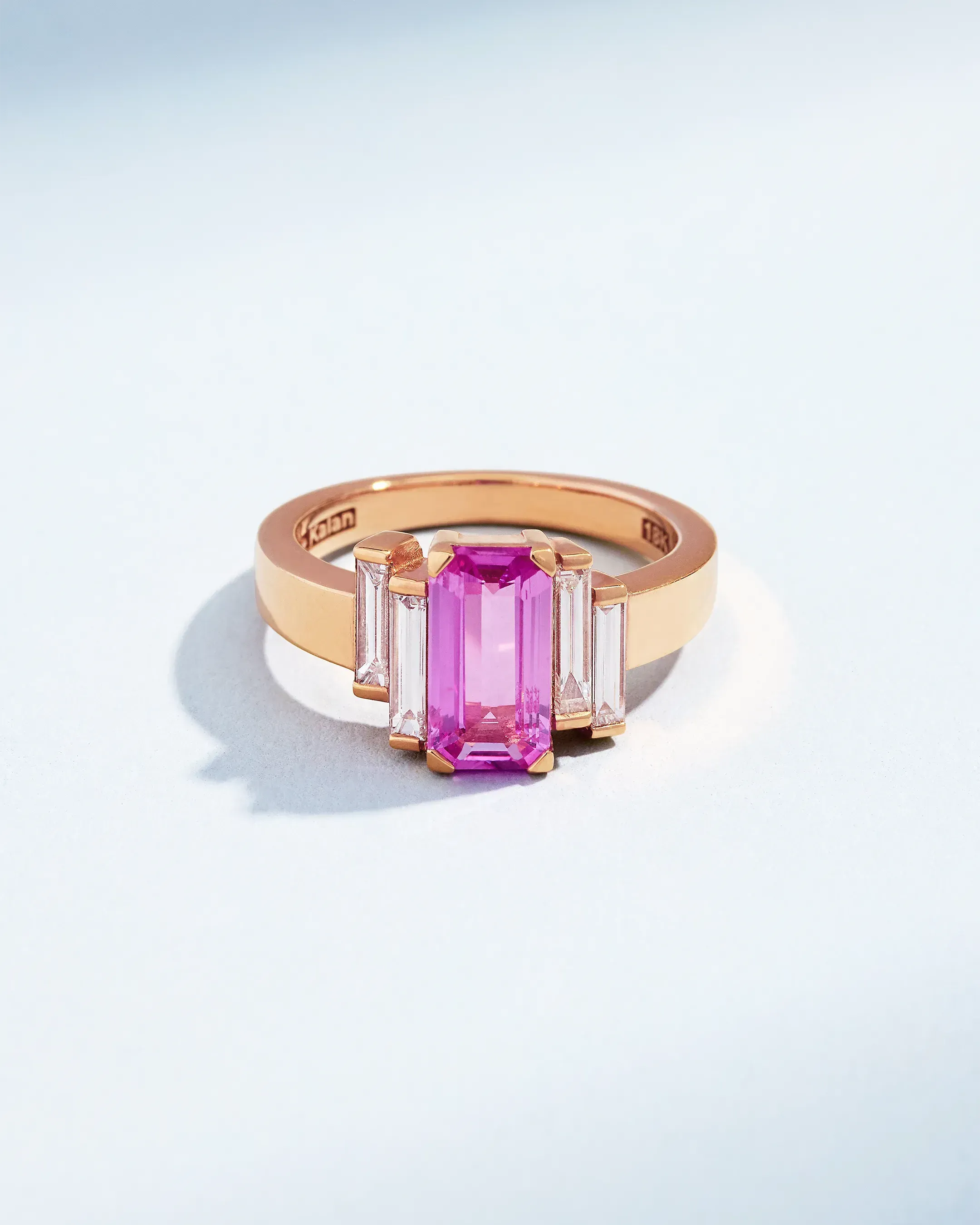 One of a Kind Baguette-Cut Pink Sapphire Ring