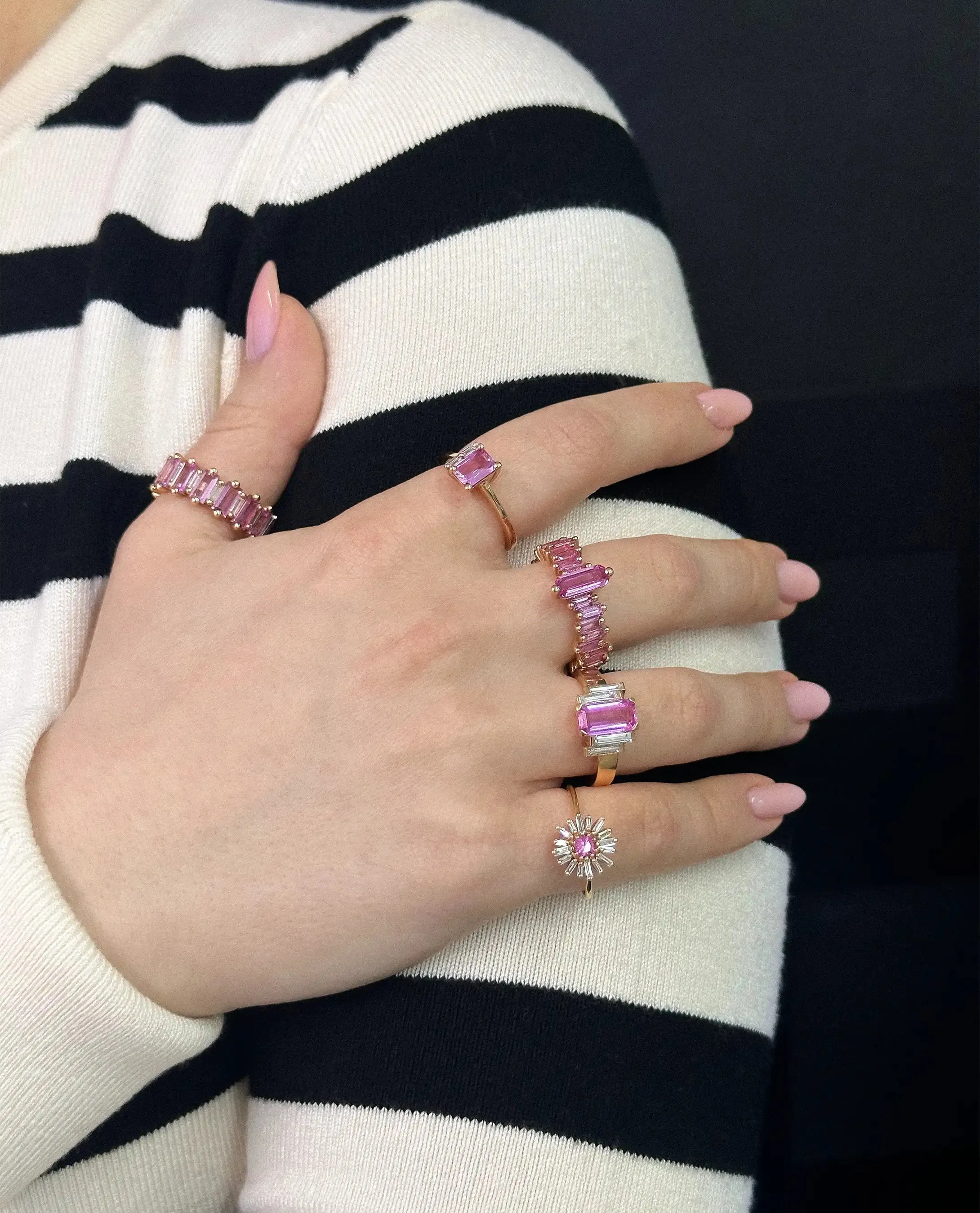One of a Kind Baguette-Cut Pink Sapphire Ring