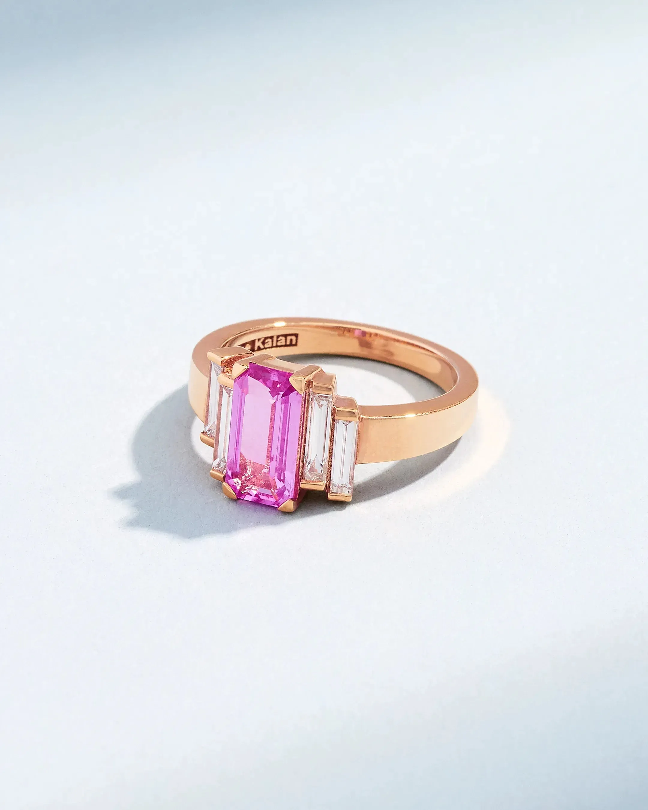 One of a Kind Baguette-Cut Pink Sapphire Ring