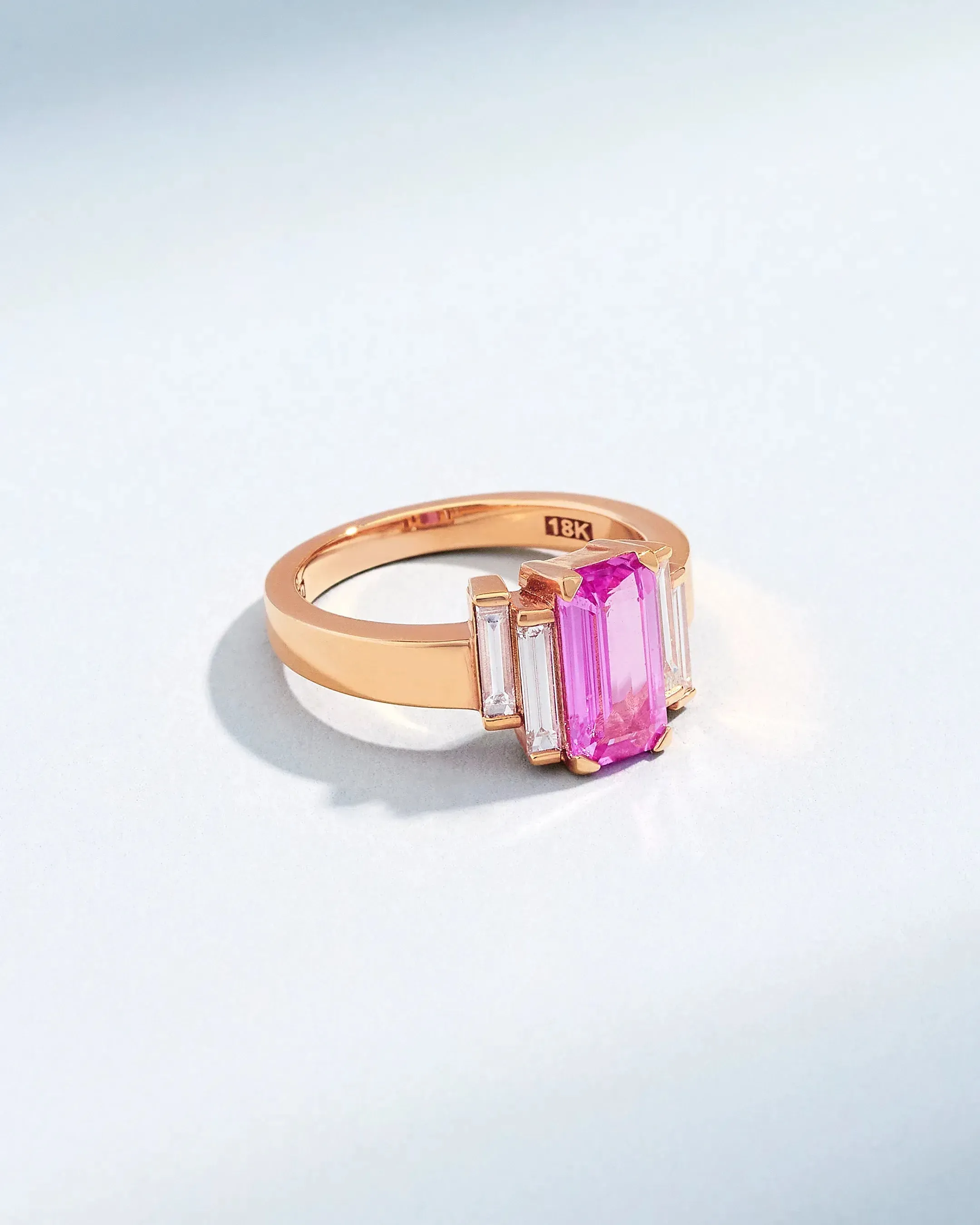One of a Kind Baguette-Cut Pink Sapphire Ring