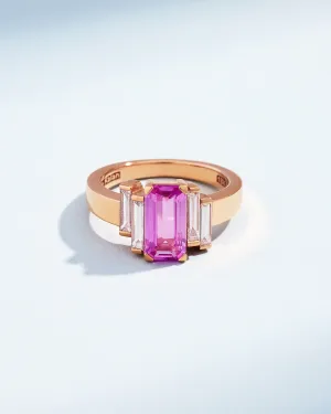 One of a Kind Baguette-Cut Pink Sapphire Ring