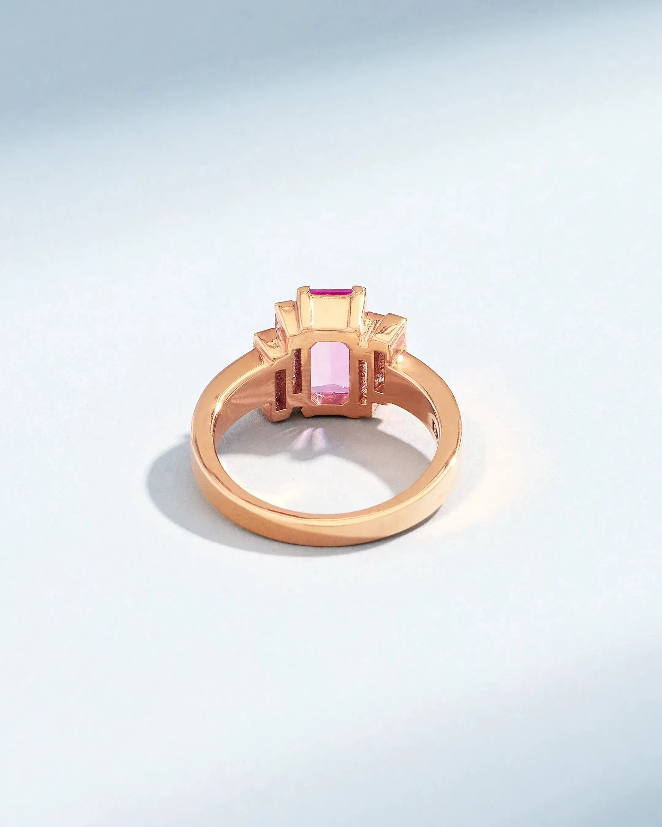 One of a Kind Baguette-Cut Pink Sapphire Ring