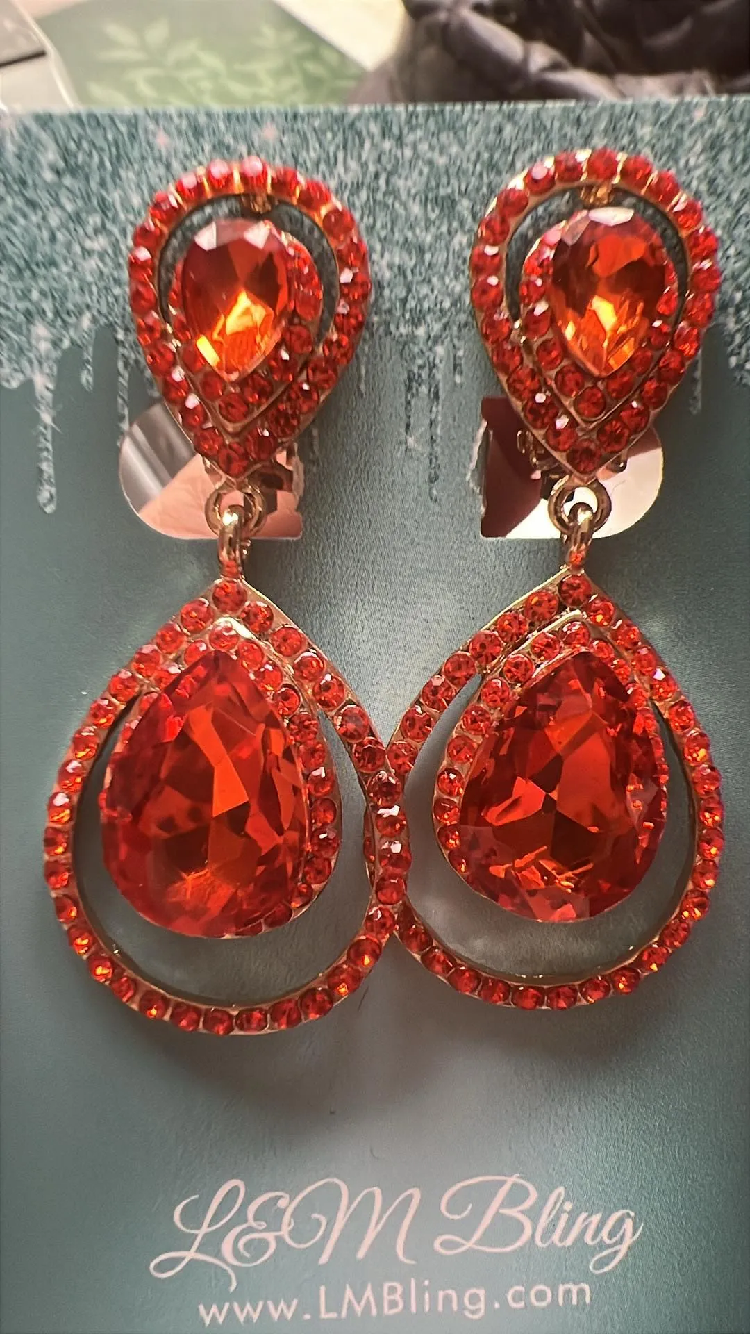 Orange Crystal Surround Clip On Earrings | 422695